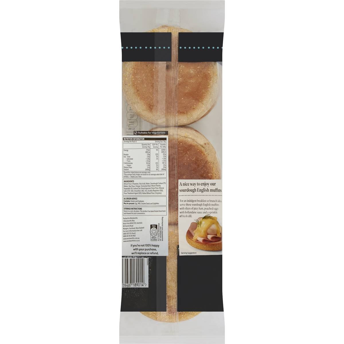 Woolworths Sourdough English Muffins 6 Pack Woolworths