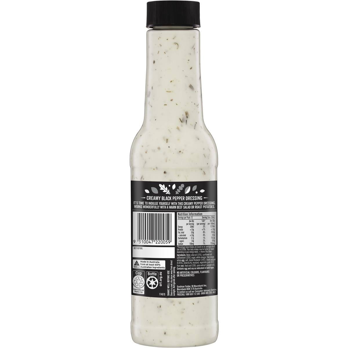Praise Creamy Black Pepper Dressing 250ml Woolworths