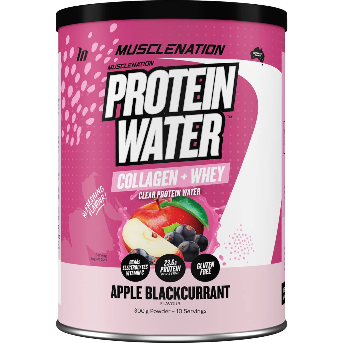 Muscle Nation Protein Water Powder Apple Blackcurrant Flavour 300g