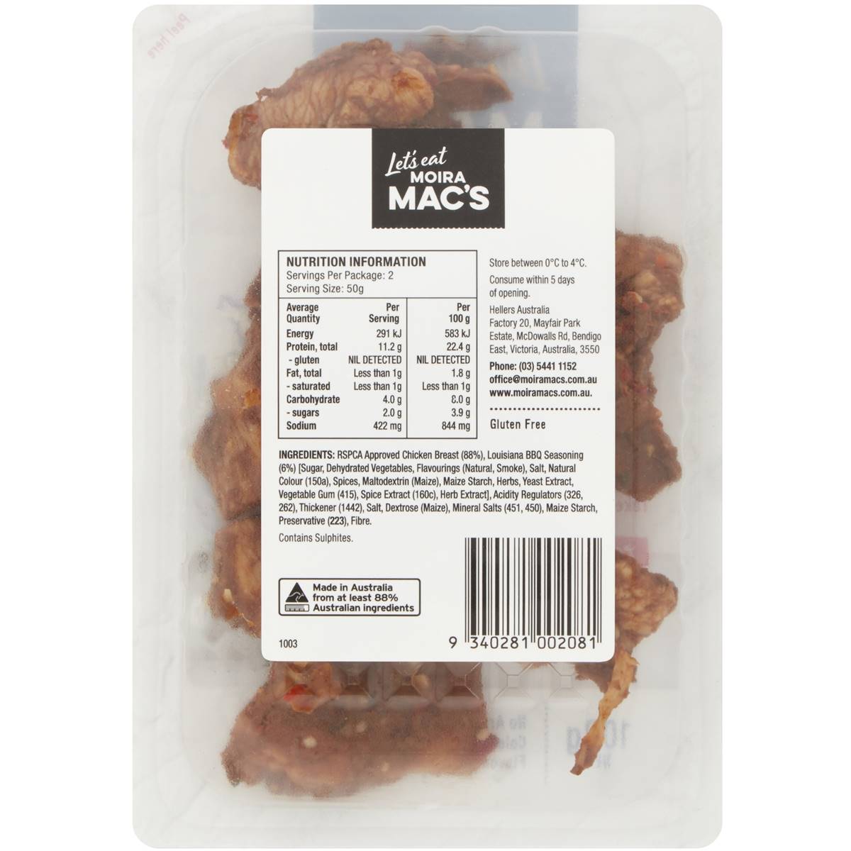 Moira Mac's Louisiana Bbq Chicken Chunks 100g Woolworths