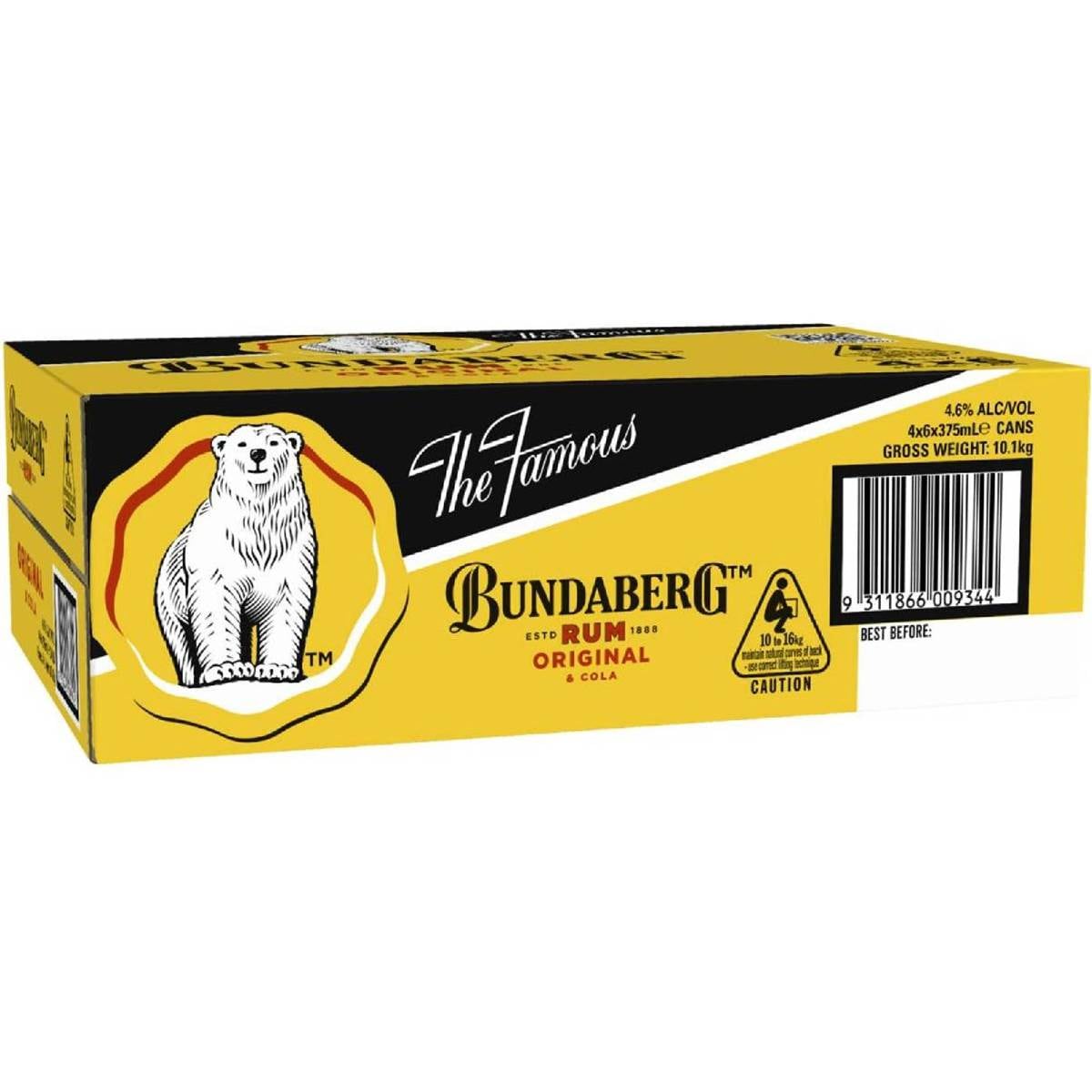 Bundaberg Rum & Cola Cans 24x375ml Woolworths