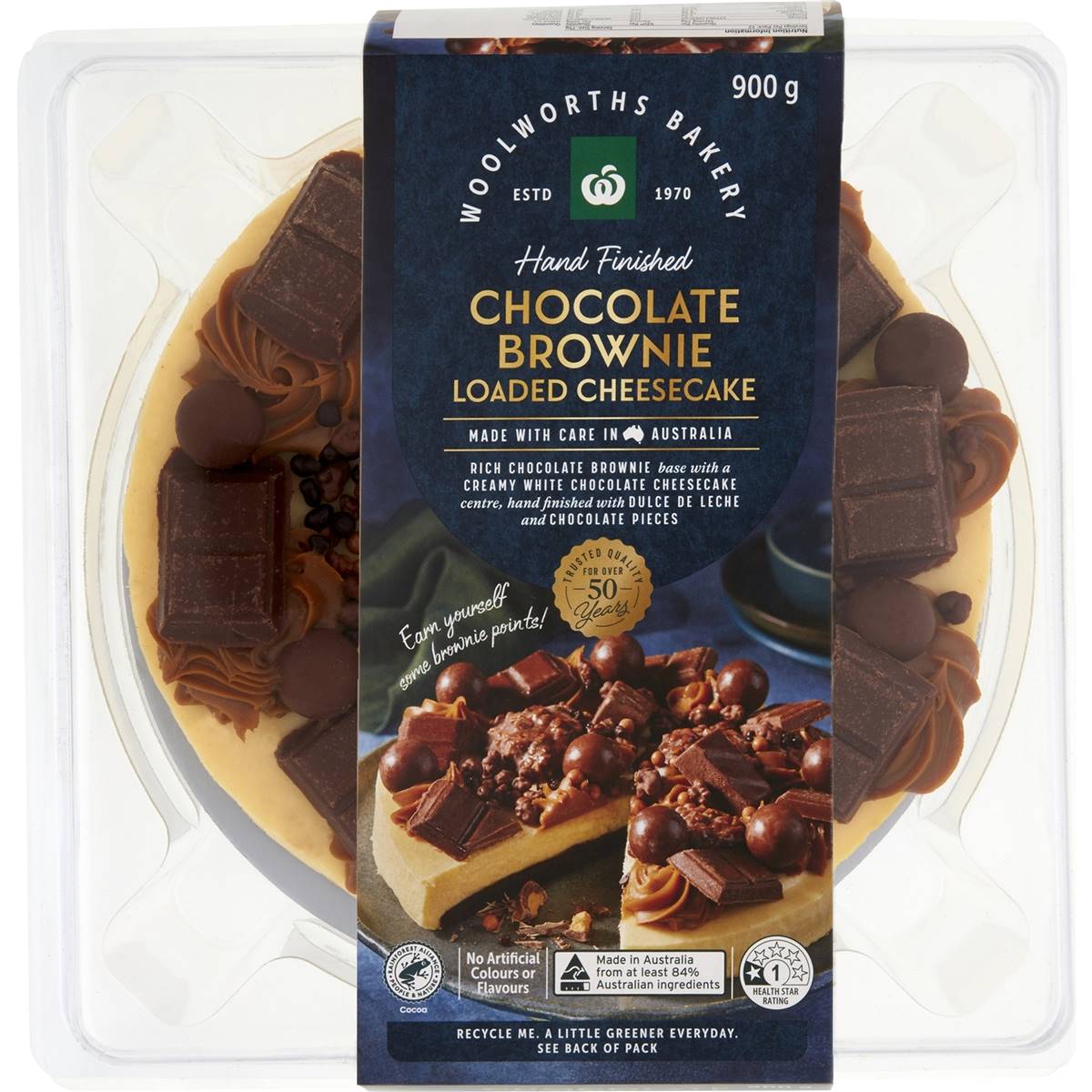 Woolworths Fully Loaded Chocolate Brownie Cheesecake 900g Woolworths