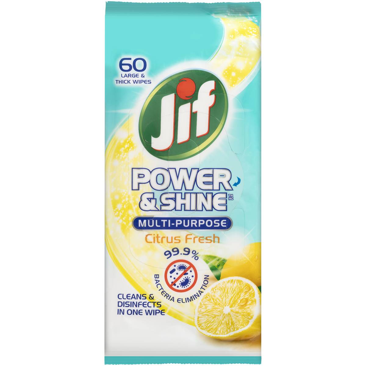 Jif Power & Shine Multipurpose Wipes Citrus Fresh 60 Pack Woolworths