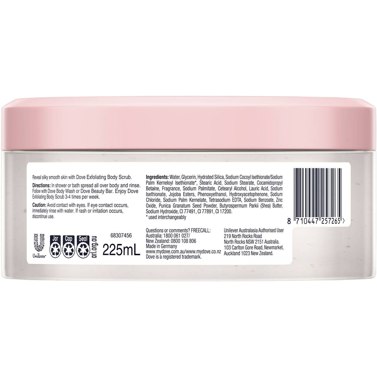 Dove Exfoliating Body Scrub Pomegranate & Shea Butter 225ml Woolworths