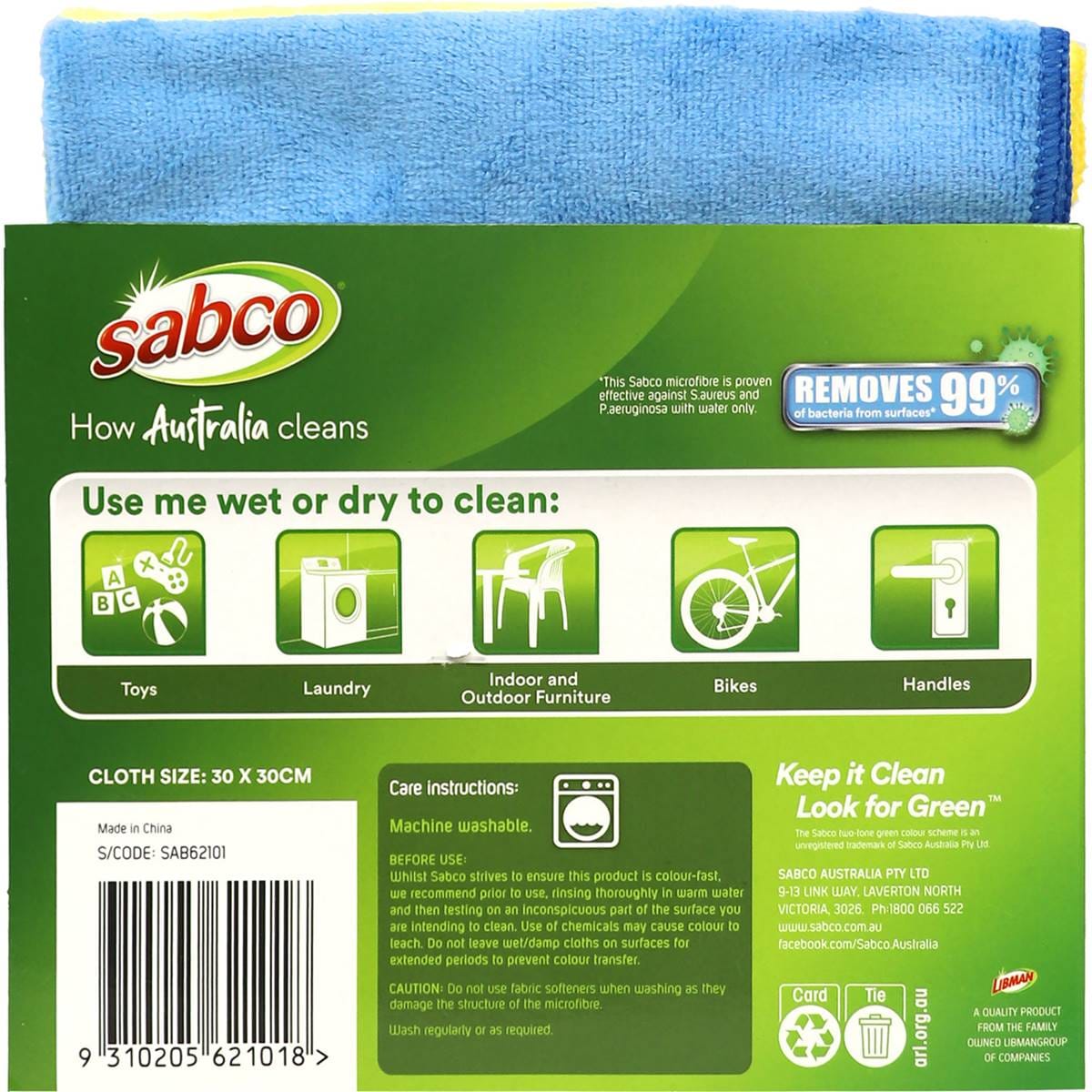 Sabco All Surface Microfibre Cloths 3 Pack Woolworths