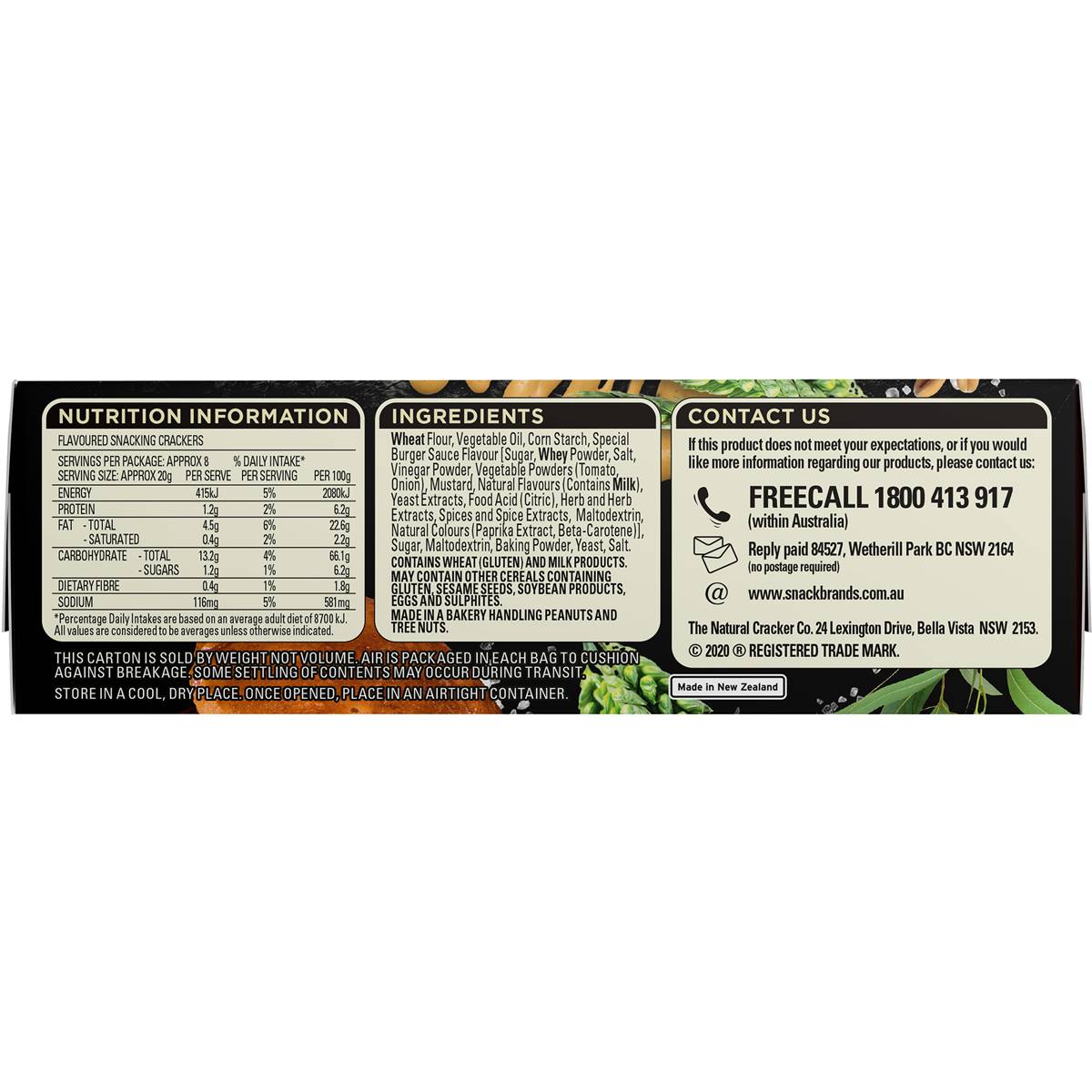 The Natural Cracker Co. Special Burger Sauce Crispy Crackers 160g