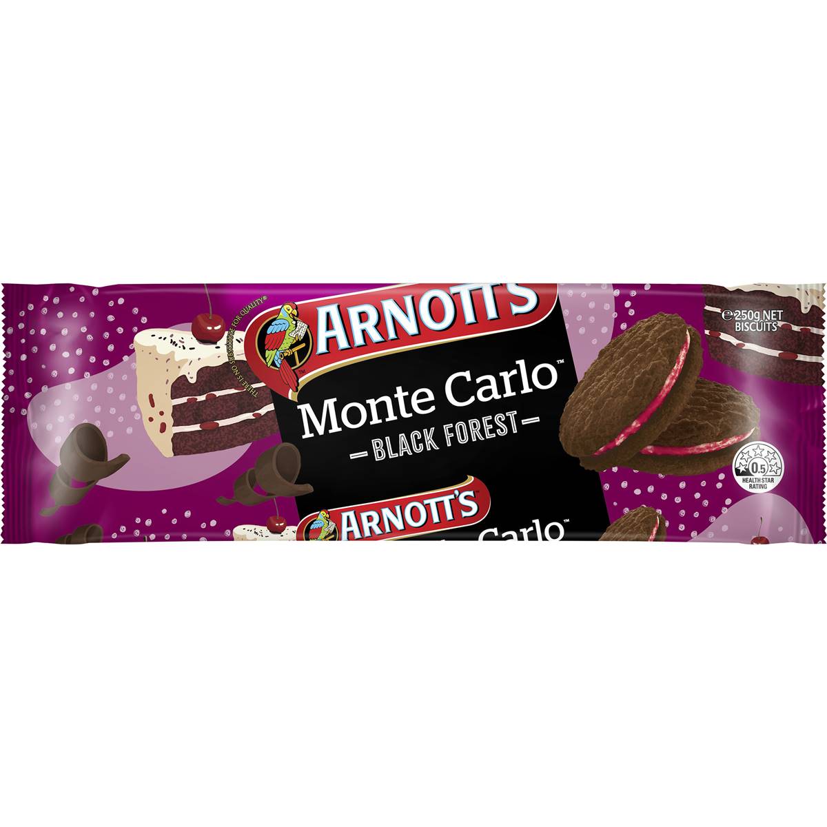 Arnott's Monte Carlo Cream Biscuits Black Forest 250g | Woolworths