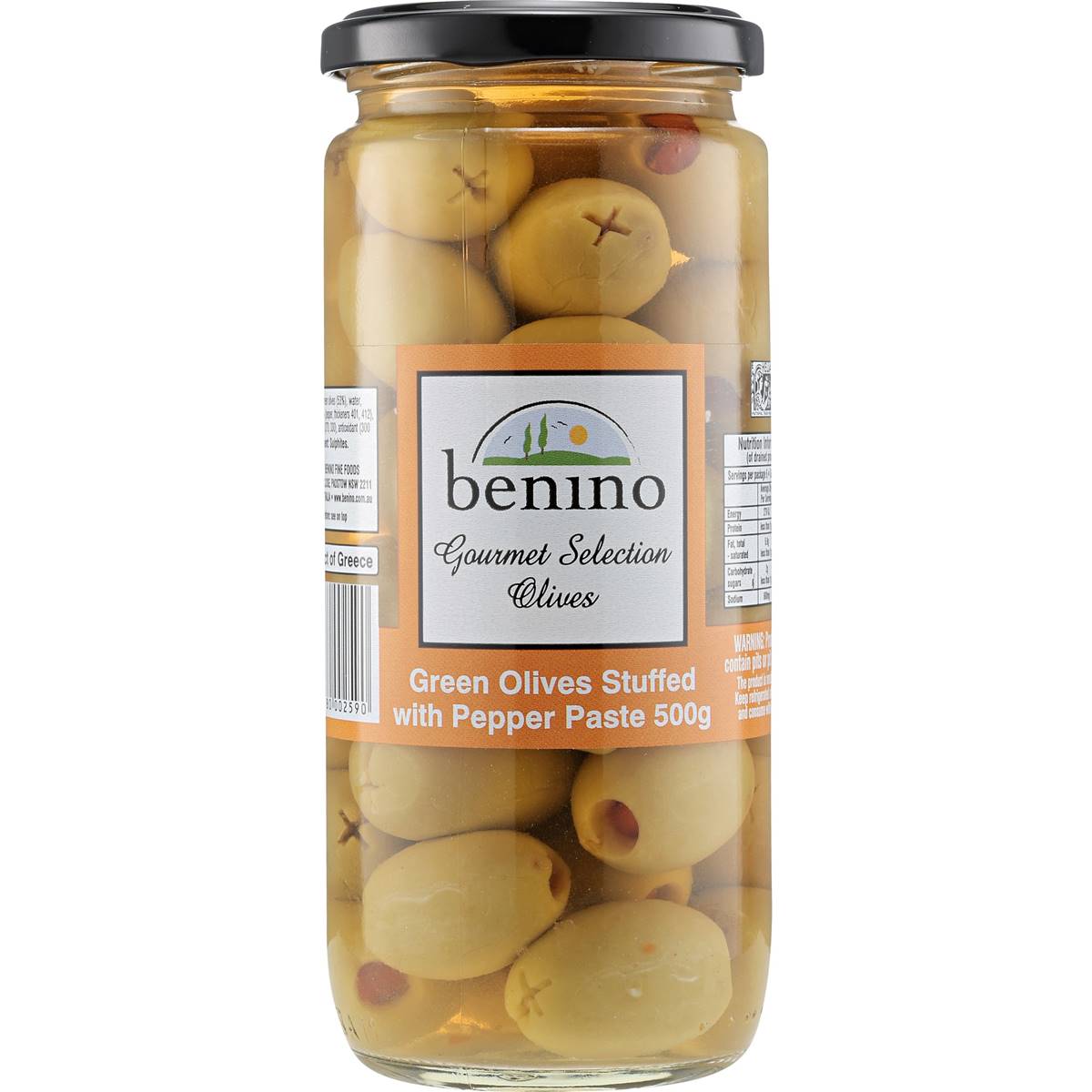 Benino Green Stuffed Olives With Pepper Paste 500g Woolworths