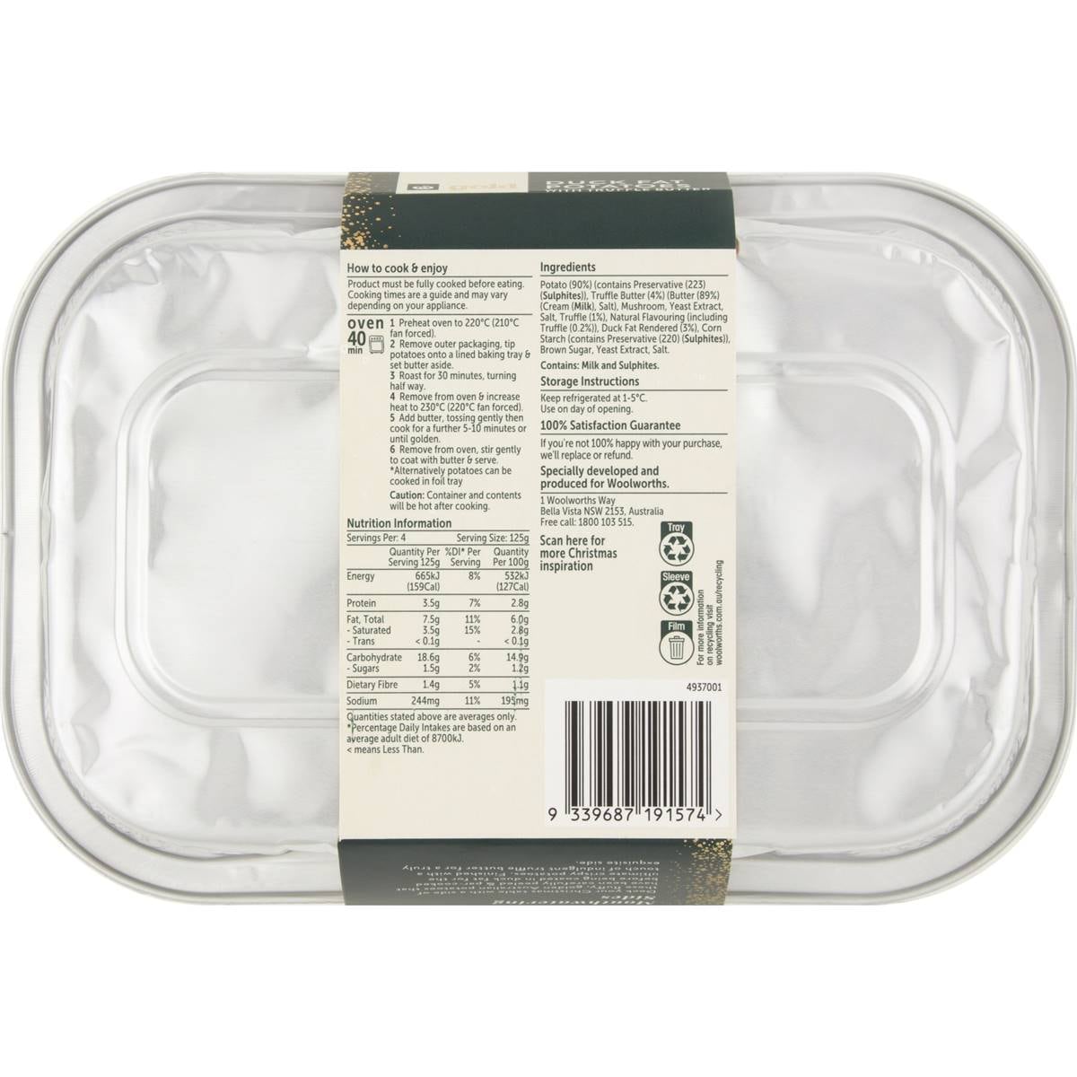 Woolworths Gold Duck Fat Potatoes With Truffle Butter 500g Woolworths