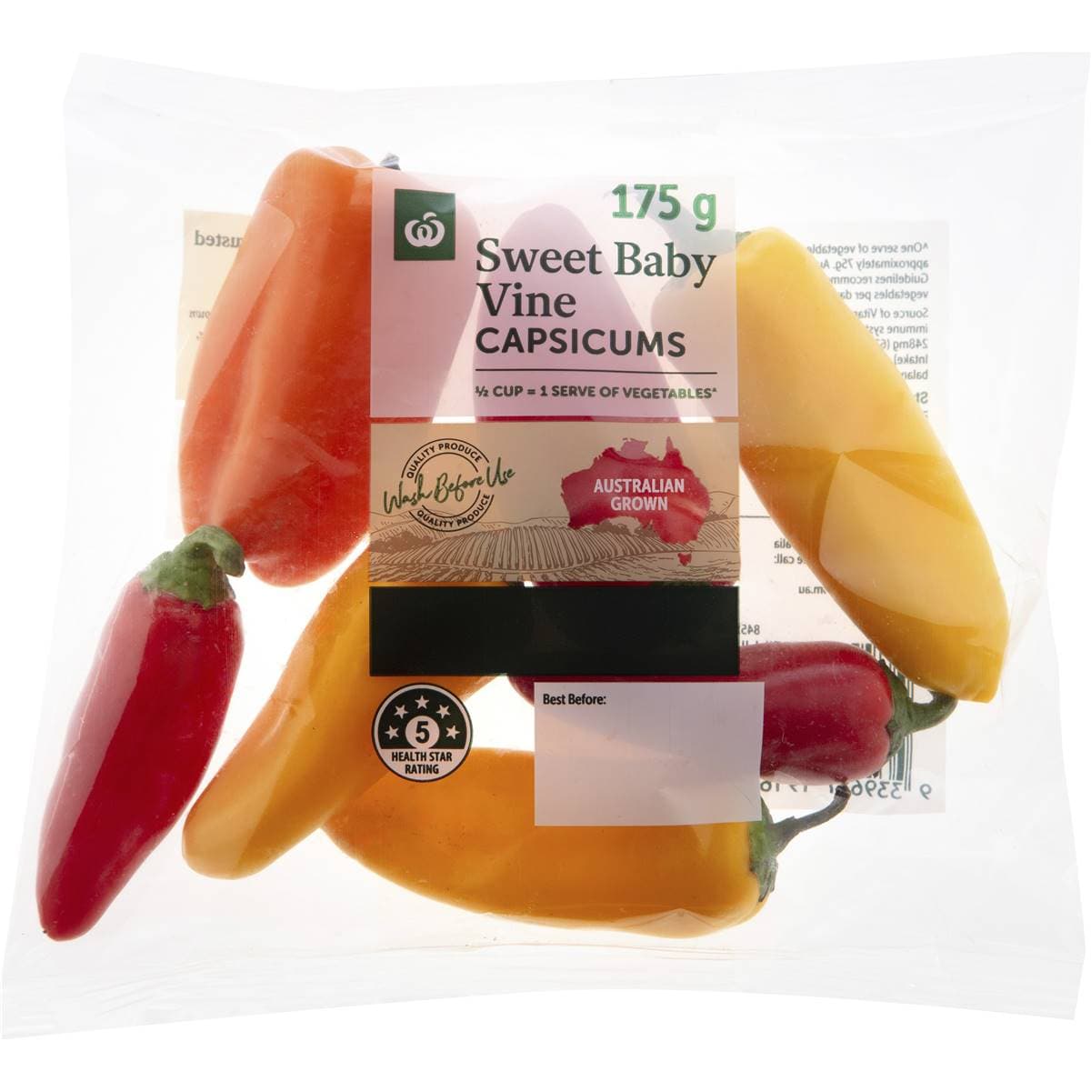 Woolworths Sweet Baby Vine Capsicum 175g Woolworths