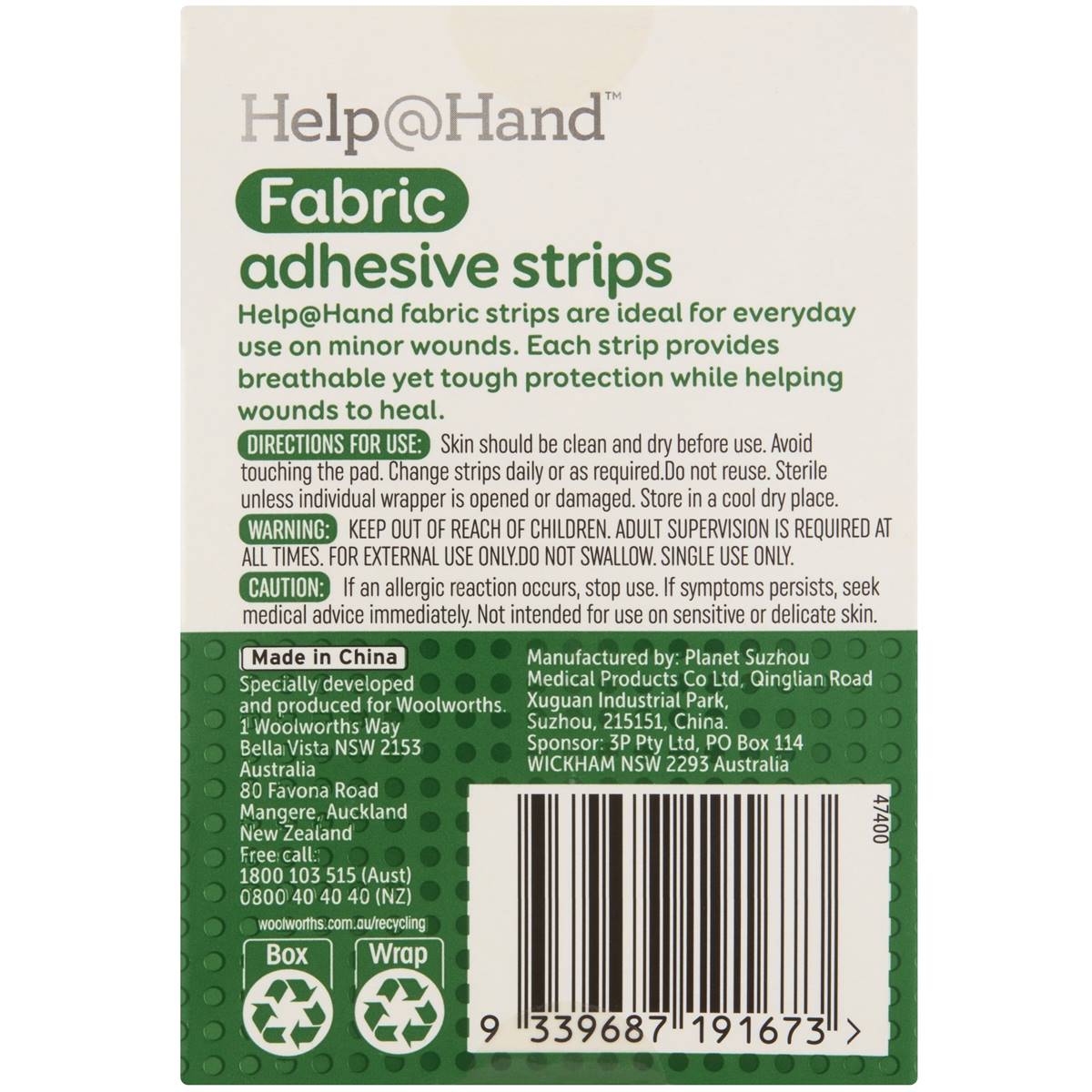 Helphand Fabric Adhesive Strips 50 Pack Woolworths