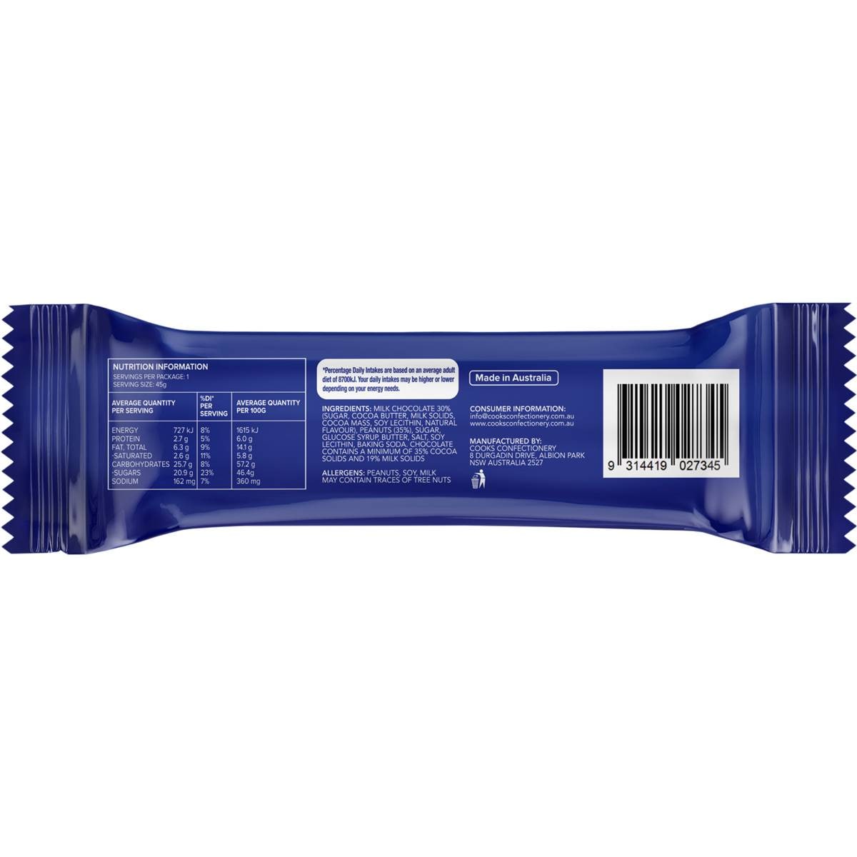 Scorched Peanut Bar 45g Woolworths