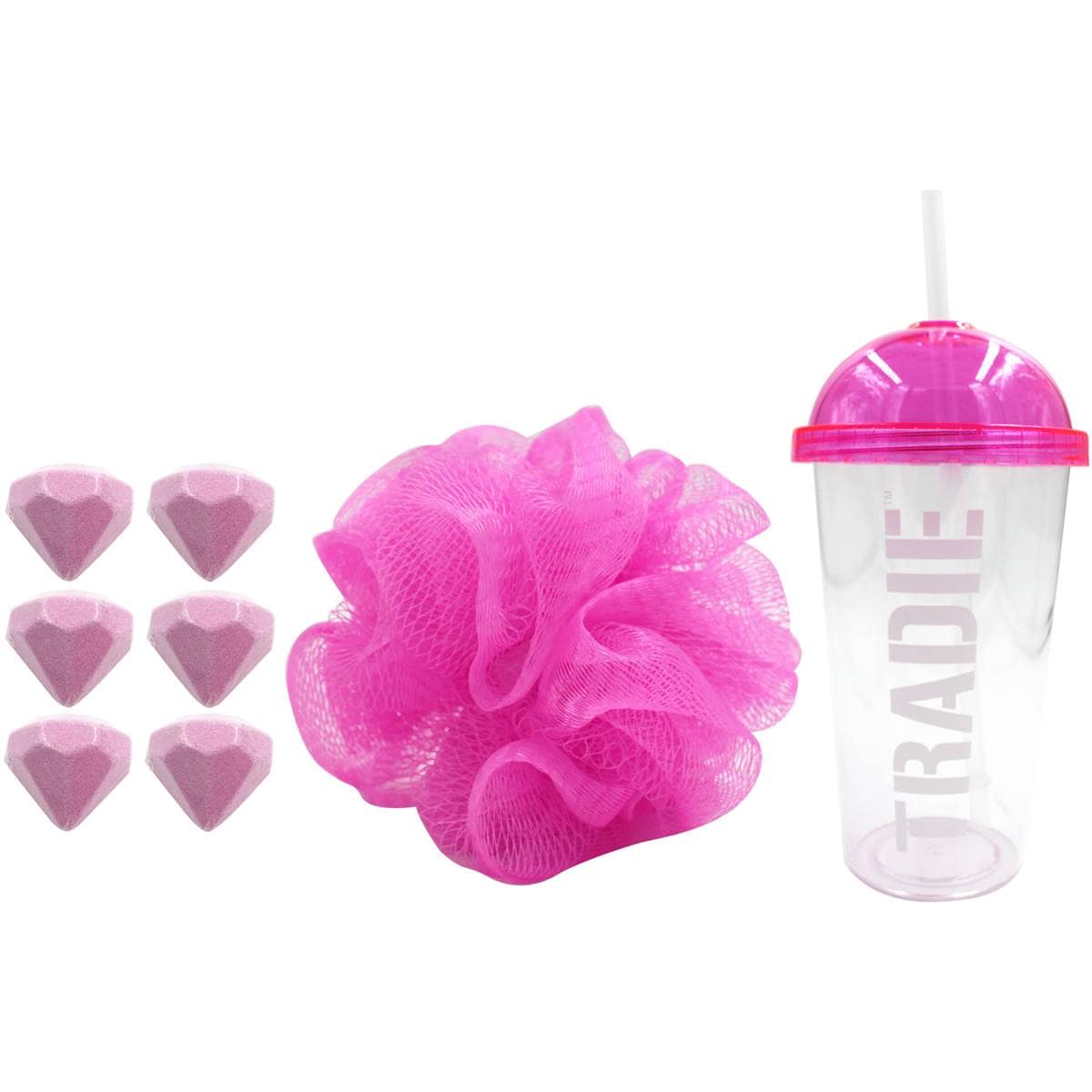 Tradie Lady Fizzy Shake Crystal Bath Bombs & Loofah Assorted Each ...