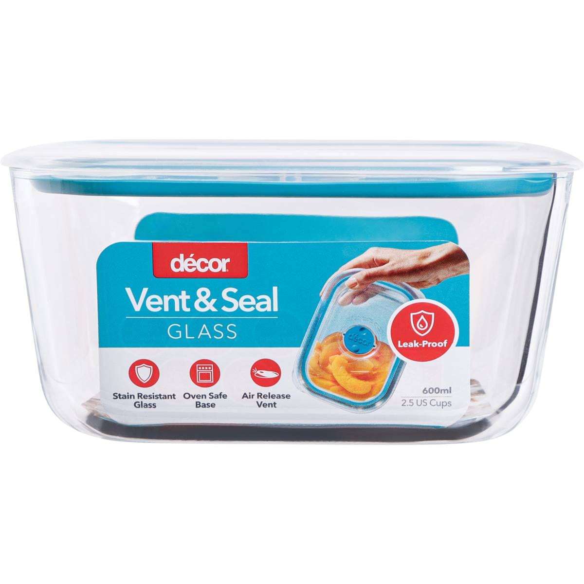 Decor Vent & Seal Glass Container, Oblong 600ml Woolworths