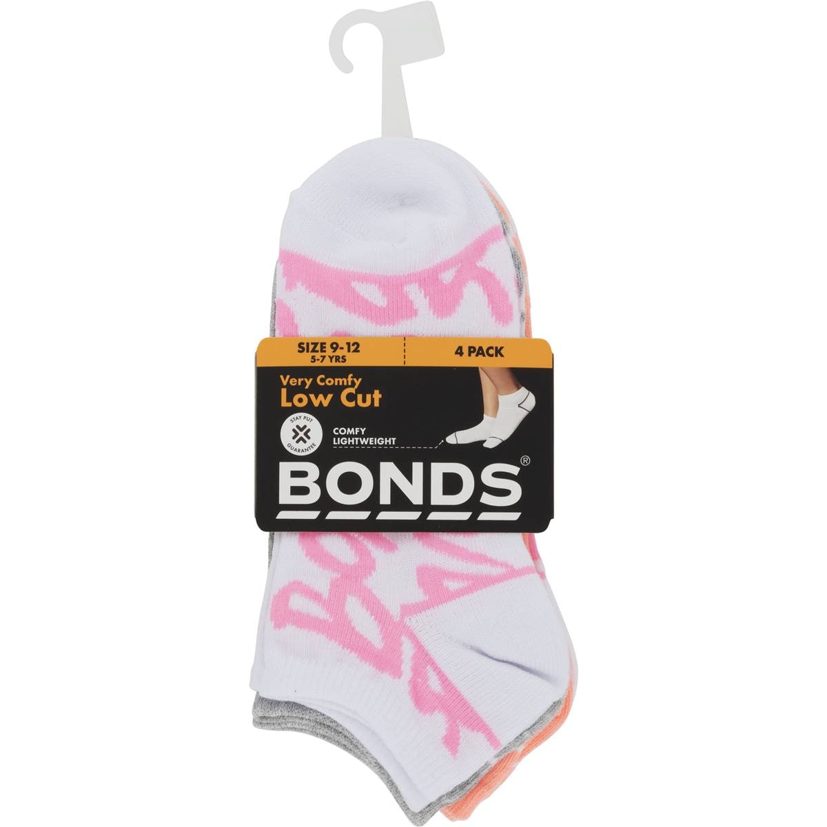 Bonds Kids Very Comfy Low Cut Socks Size 912 4 Pack Woolworths
