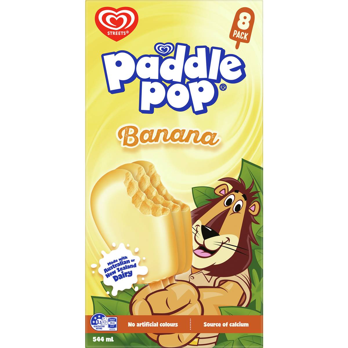 Paddle Pop Banana Frozen Dessert Sticks 8 Pack Woolworths