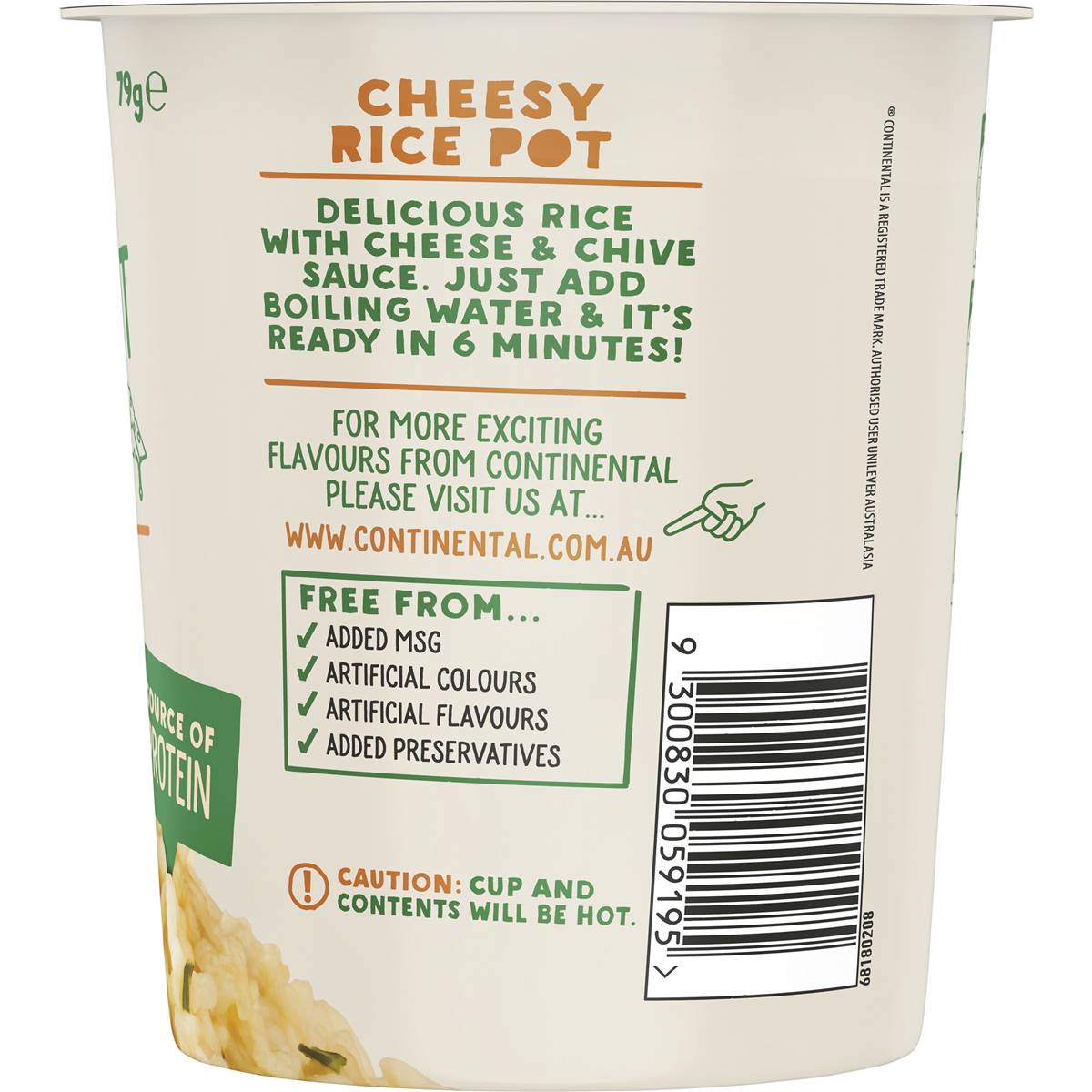 Continental Snack Pot Cheesy Rice Serves 1 79g Woolworths