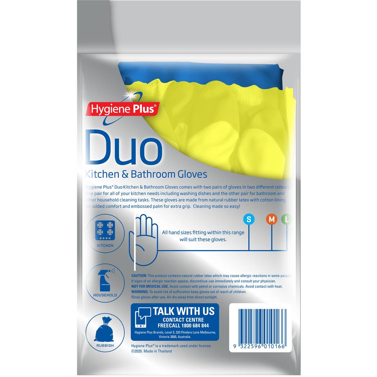 Hygiene Plus Duo Kitchen & Bathroom Gloves Large 2 Pack Woolworths