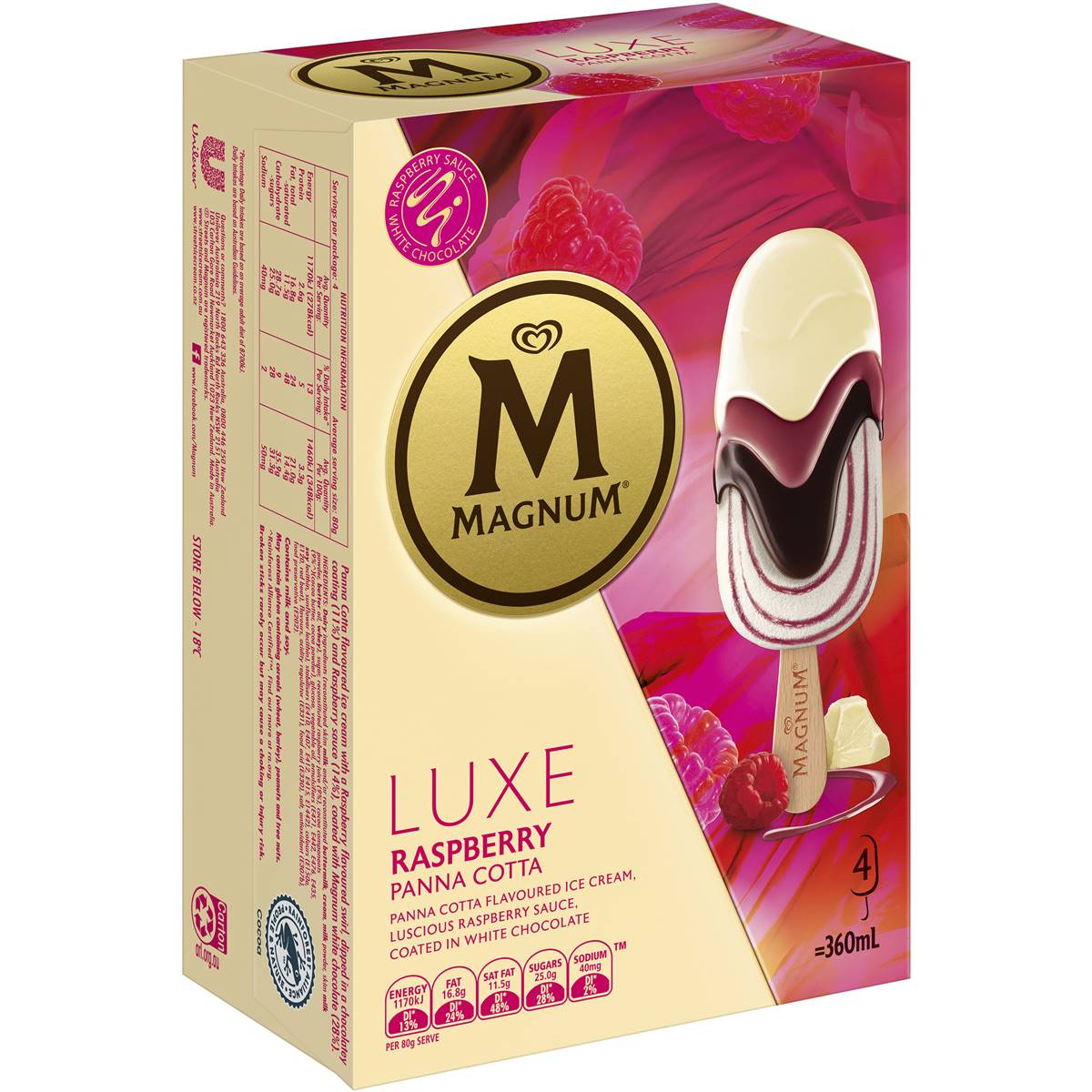 Streets Magnum Luxe Raspberry Pannacotta 4 Pack | Woolworths