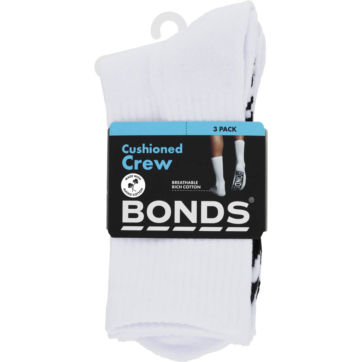 Bonds Mens Cushioned Crew Socks Size 610 3 Pack Woolworths