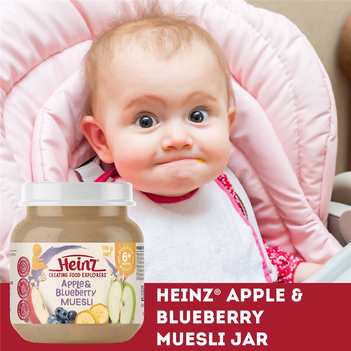 Heinz Apple & Blueberry Muesli Baby Food Jar 6+ Months 110g Woolworths