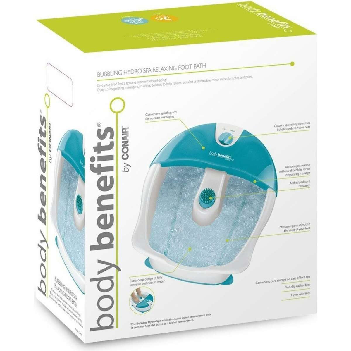 Conair Body Benefits Bubbling Hydro Teal Foot Spa Woolworths