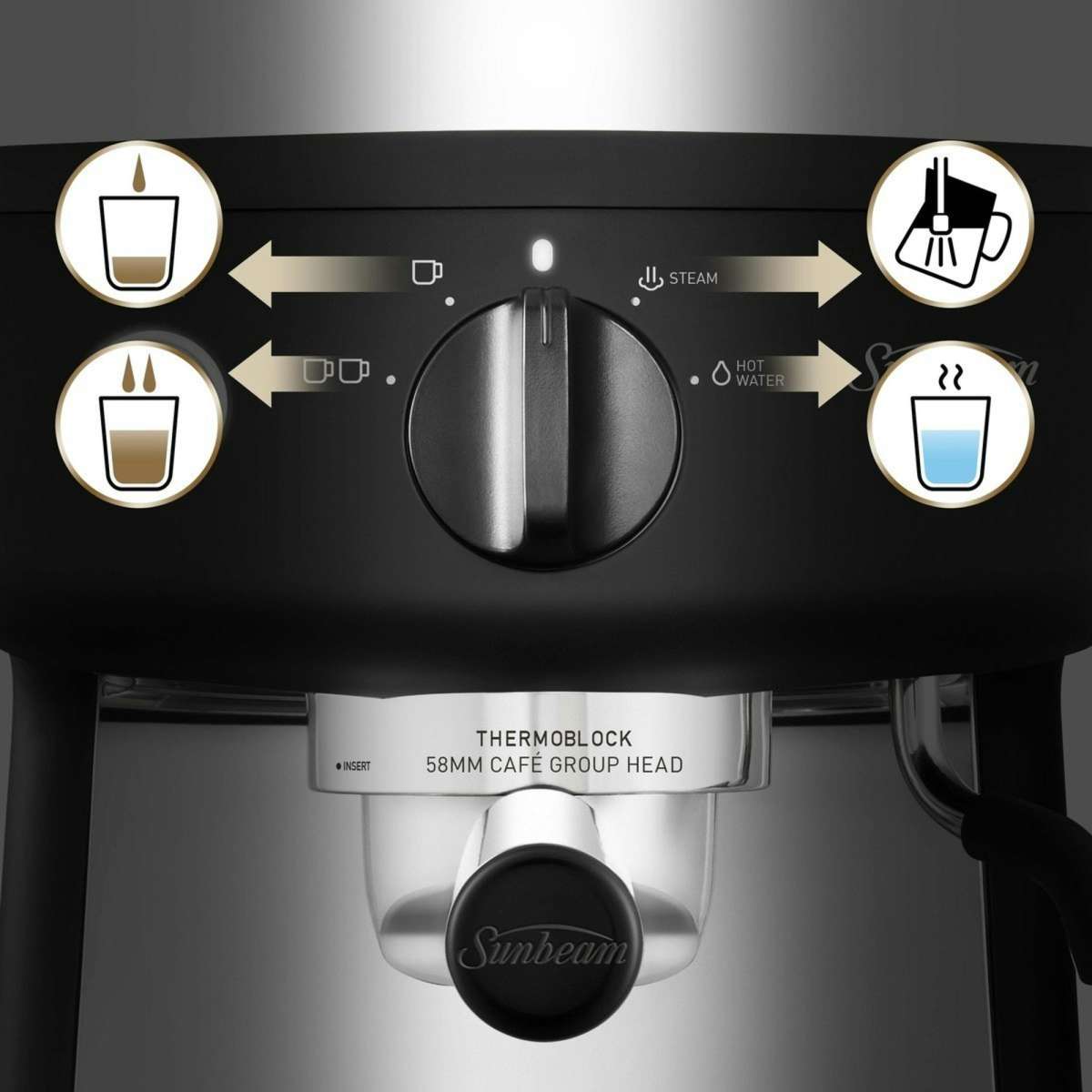Sunbeam Mini Barista Espresso Machine Classics Black EM4300K Woolworths