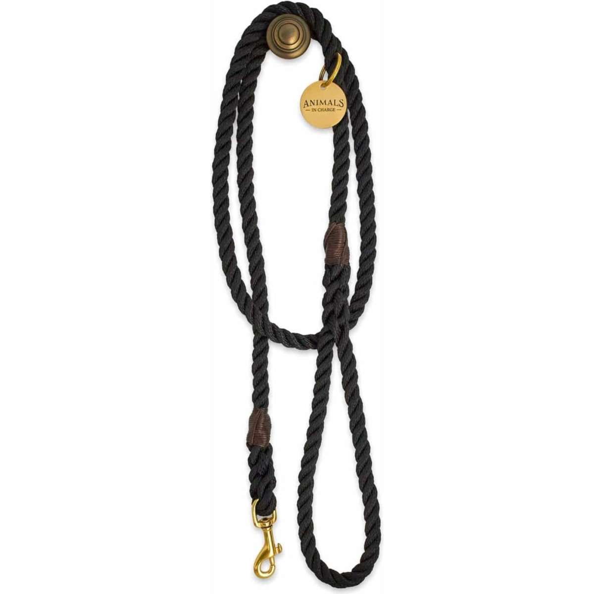 Animals In Charge Midnight Black and Brass Rope Dog Leash Each One Size Woolworths