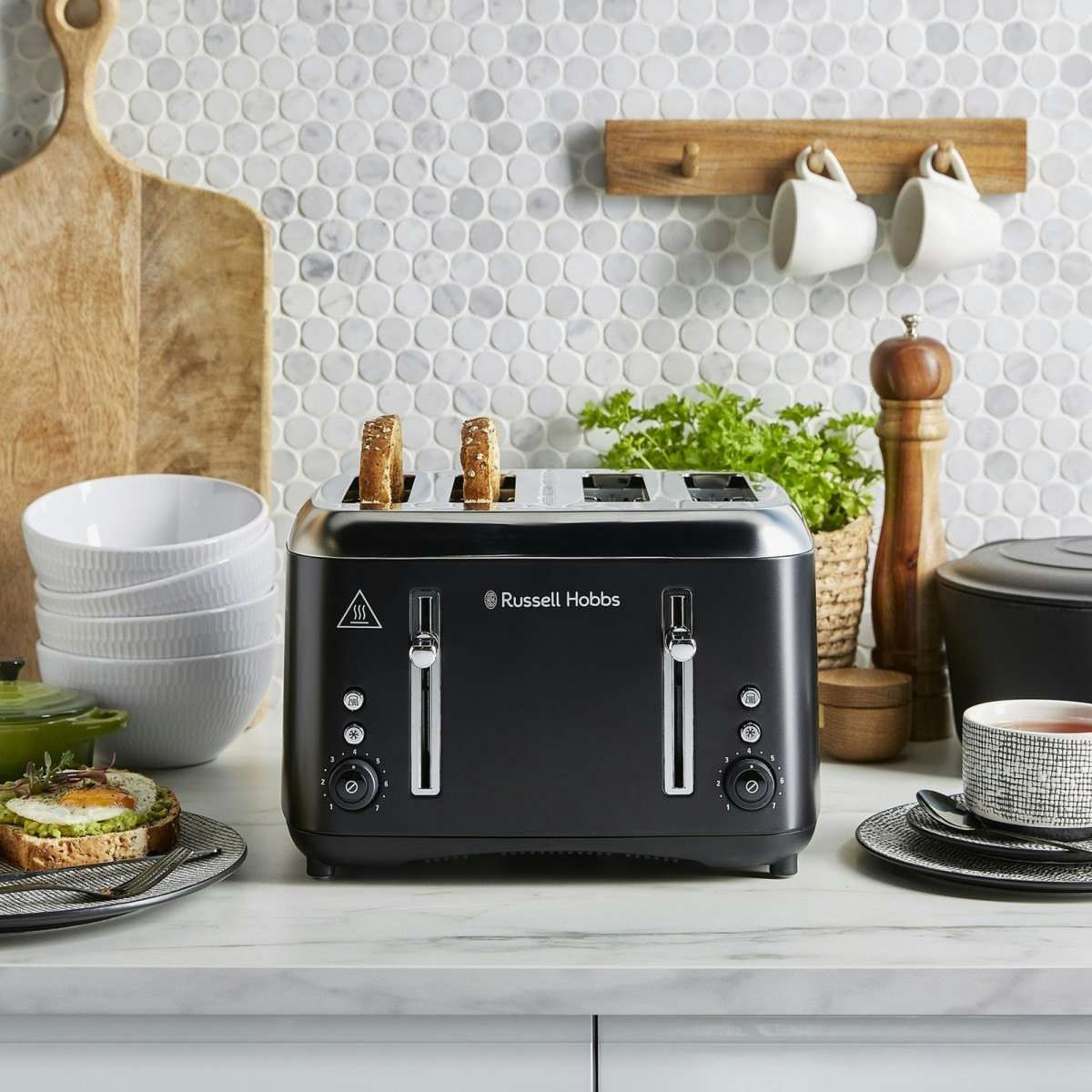 Russell Hobbs Addison 4Slice Toaster, Matte Black RHT514BLK Woolworths