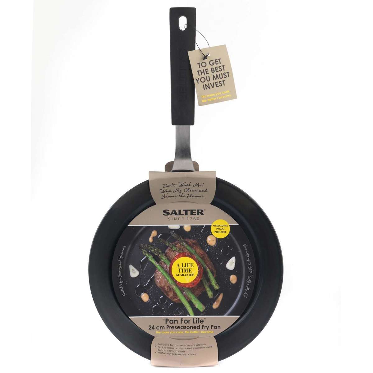 Salter 24cm Pan For Life Fry Pan Black Steel NonStick Dishwasher and Oven Safe Woolworths