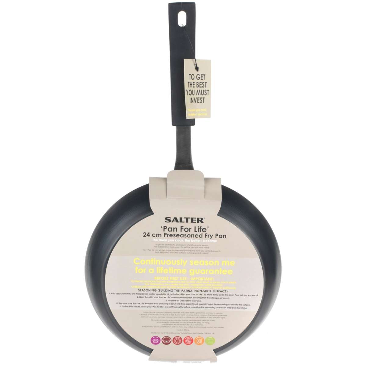 Salter 24cm Pan For Life Fry Pan Black Steel NonStick Dishwasher and