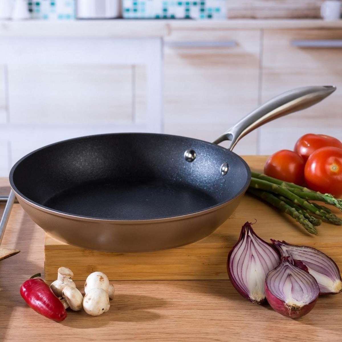 Salter Aluminium Metallic NonStick FryPan 24cm Champagne Dishwasher Safe Woolworths