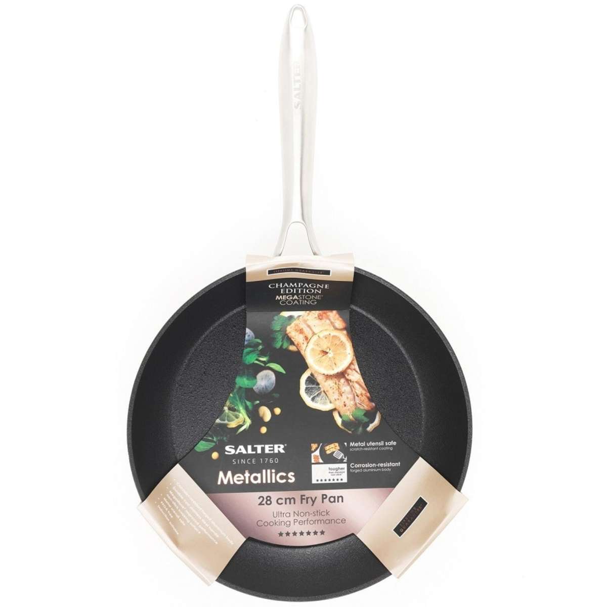 Salter Aluminium Metallic NonStick Fry Pan 28cm Champagne Dishwasher Safe Woolworths