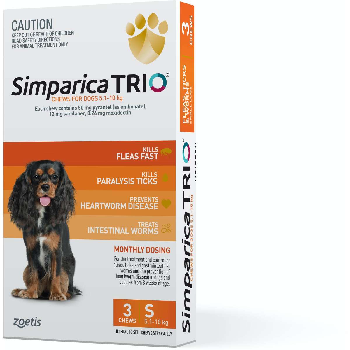 Simparica Trio Chews For Small Dog 5 1 10kg Orange 3pk Woolworths