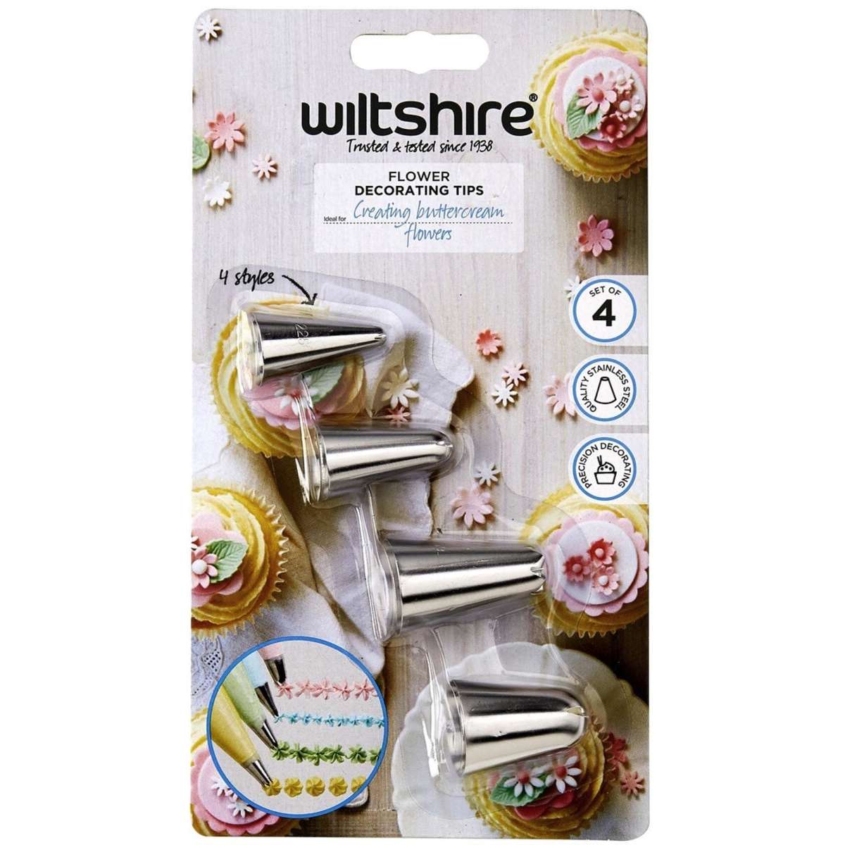 Wiltshire Stainless Steel Flower Decorating Tips 4 Pack Woolworths