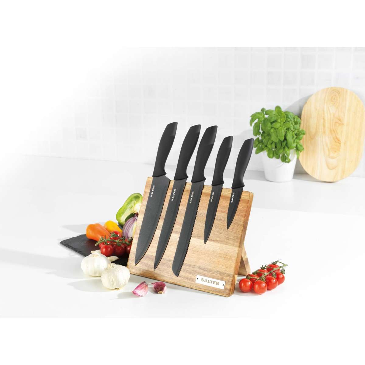 Salter 5 Piece Wooden Knife Block Woolworths