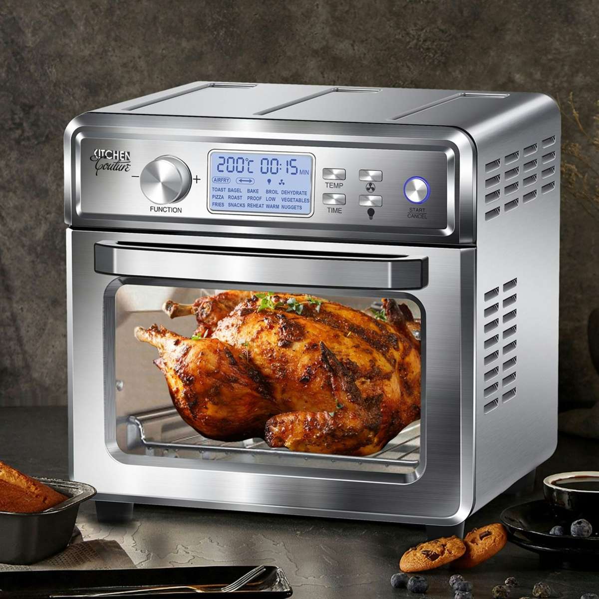 Kitchen Couture Air Fryer LCD Display 24 Litre Stainless Steel
