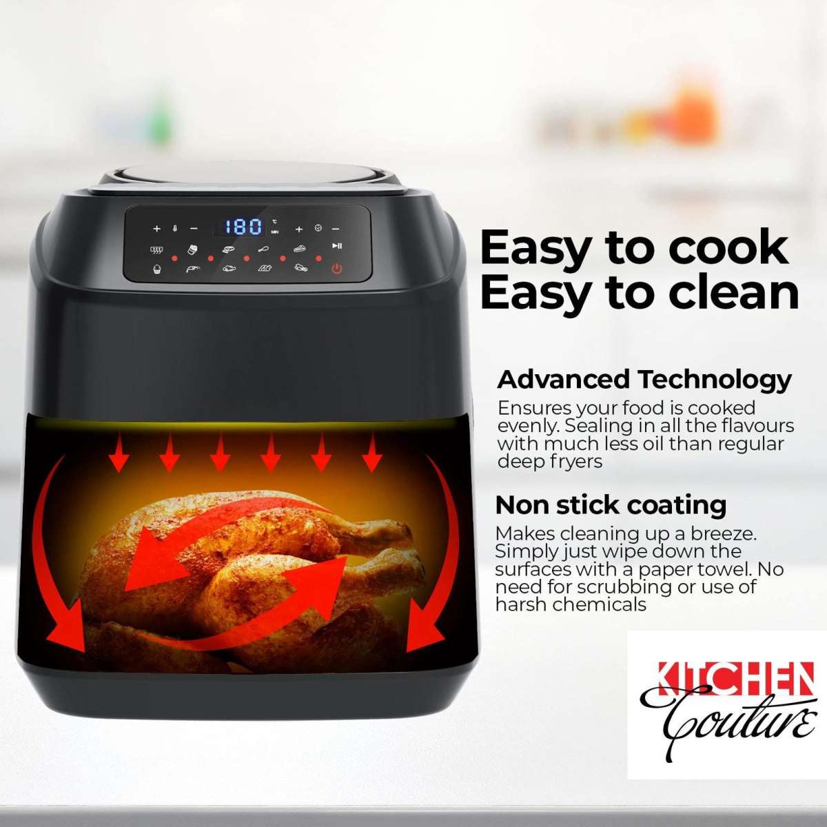 Kitchen Couture Air Fryer LCD Display 11.5 Litre Black Woolworths