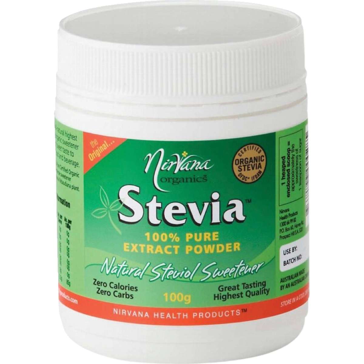 Nirvana Organics Stevia Pure Extract Powder 100g Woolworths
