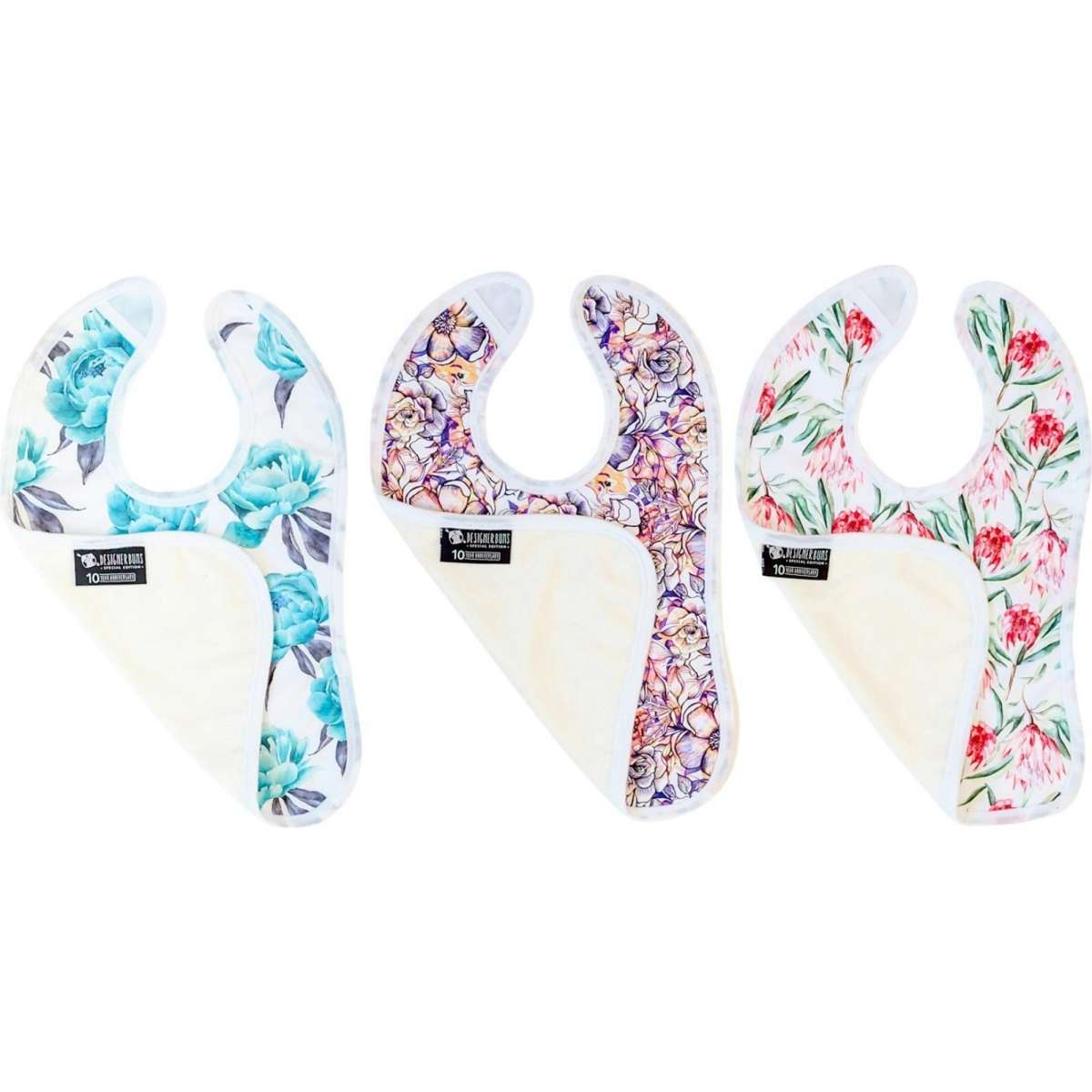 Designer Bums Baby Bib Floral 3 Pack Woolworths