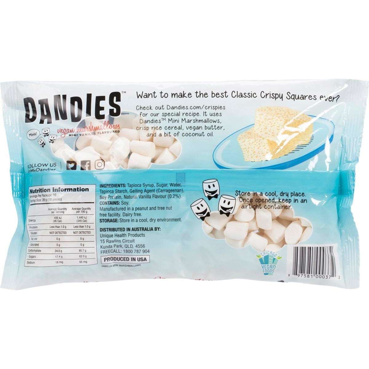 Dandies Vegan Vanilla Marshmallows Mini Size 283g Woolworths