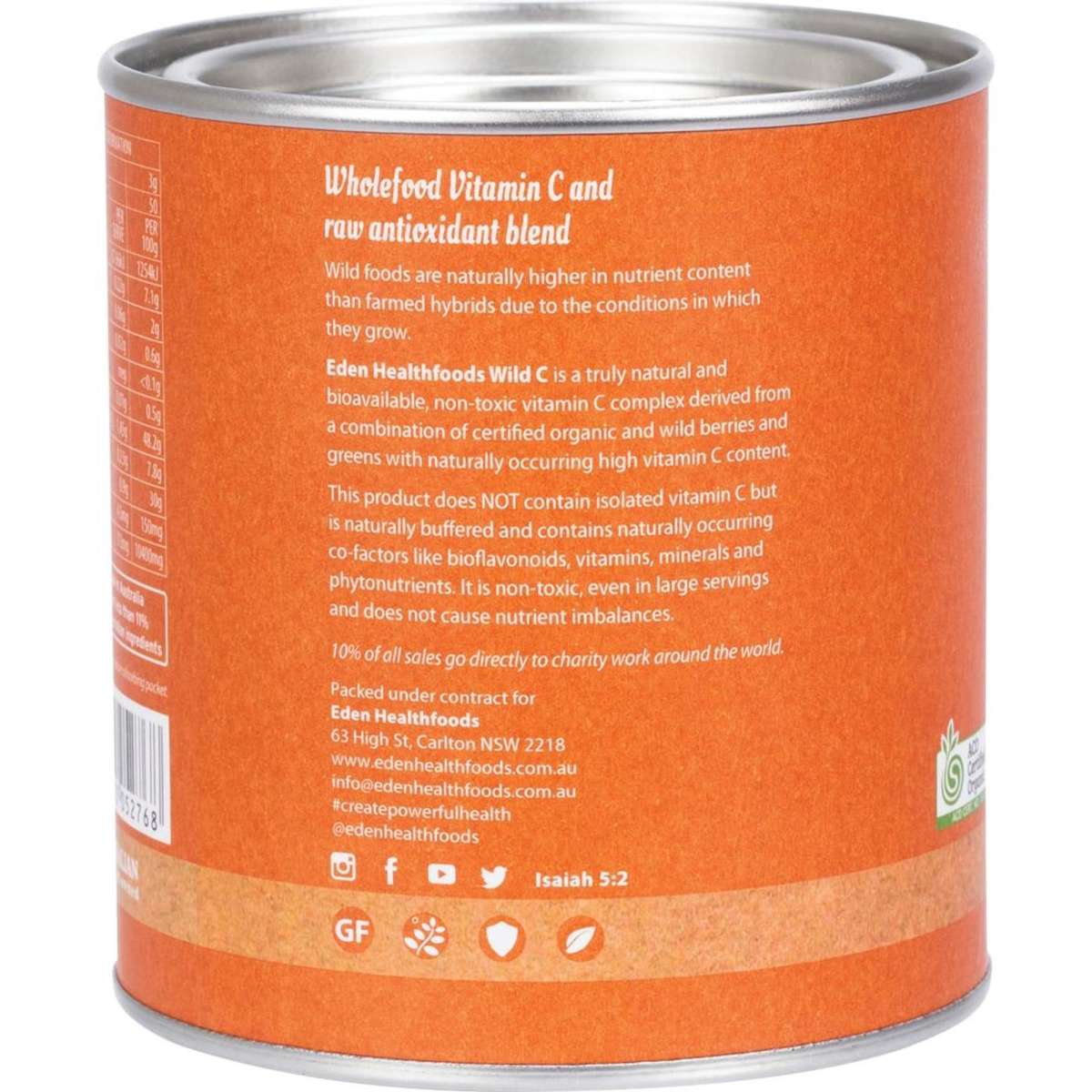 Eden Healthfoods Wild C Natural Vitamin C Powder Woolworths