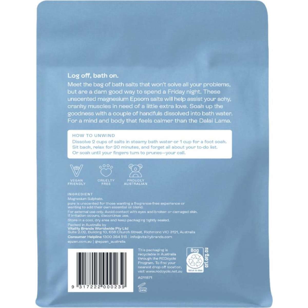 Epzen Magnesium Bath Crystals Pure 900g Woolworths
