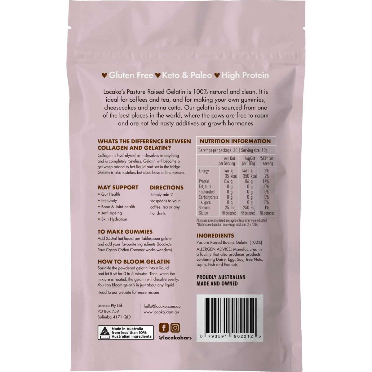 Locako Natural Gelatin 200g Woolworths