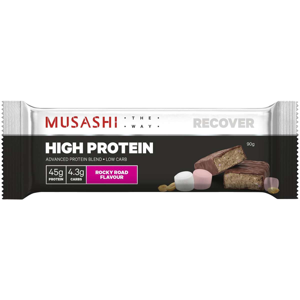 Musashi High Protein Rocky Road Bar 90g Woolworths 4911