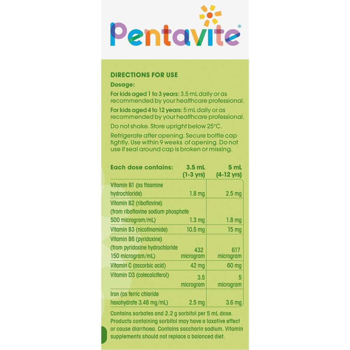 Pentavite Multivitamin+Iron Kid Liquid 200ml Woolworths