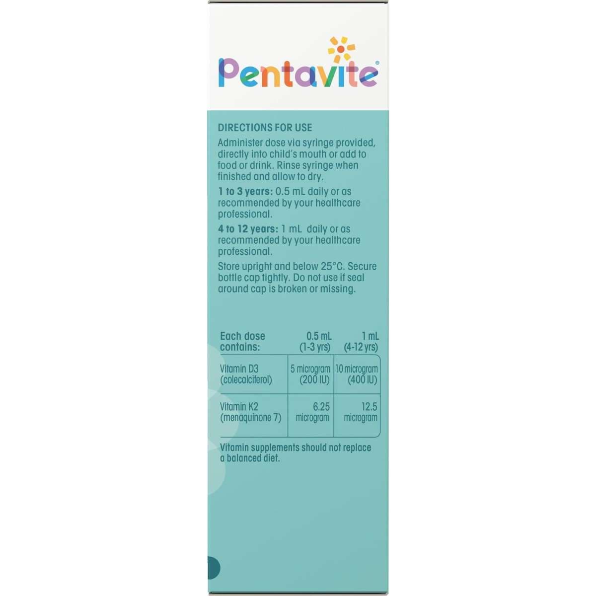 Pentavite Vitamin D3&K2 Kids Liquid 30ml Woolworths