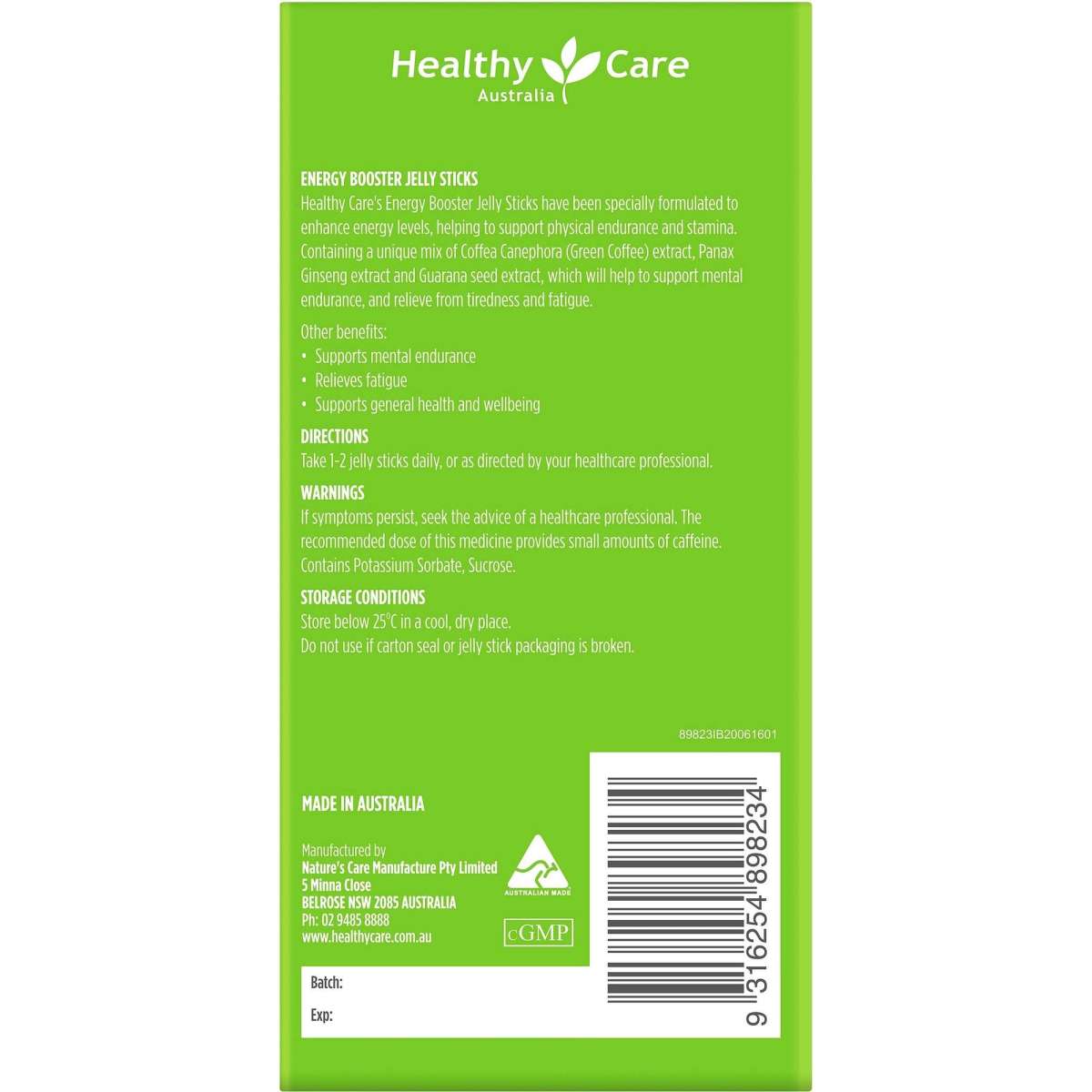 Healthy Care Energy Booster Jelly Stick 15g*10 Woolworths