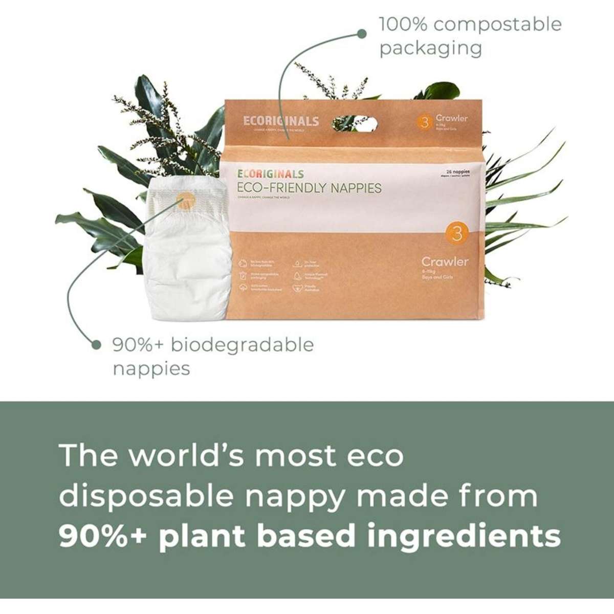 Ecoriginals Eco Nappies Crawler 712kg Plant Based 6 X 24 Pack (144