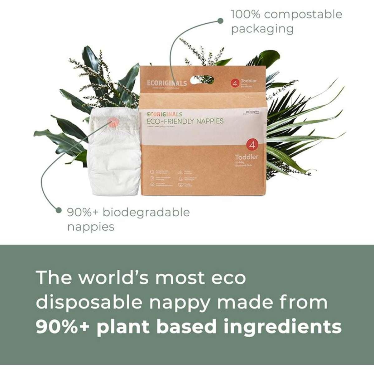 Ecoriginals Eco Nappies Toddler 1014kg Plant Based 6 X 22 Pack (132